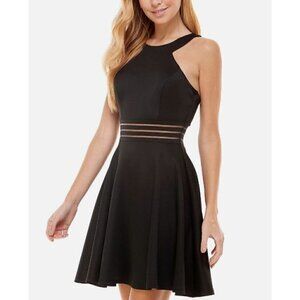 City Studios Black Illusion Waist Fit & Flare Scuba Mini Dress 13